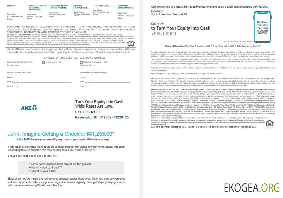 Relevé hypothécaire de la banque Samoa ANZ aux formats Word et PDF 3, 4